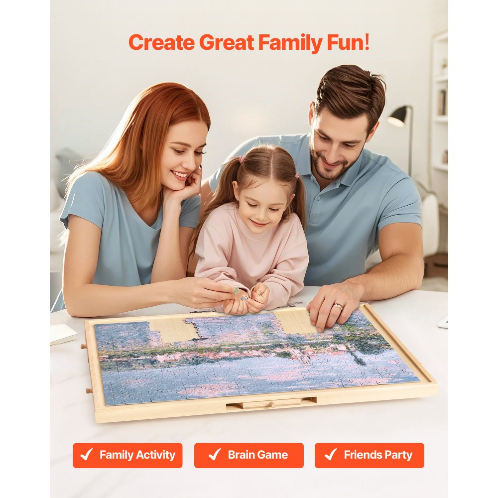 VEVOR 1000 Piece Rotating Puzzle Board with 5 Drawers and Cover, 29x21 in Portable Wooden Table, Jigsaw Puzzle Accessories for Adults, Puzzles Organizer Storage System, Birthday Gift for Mom