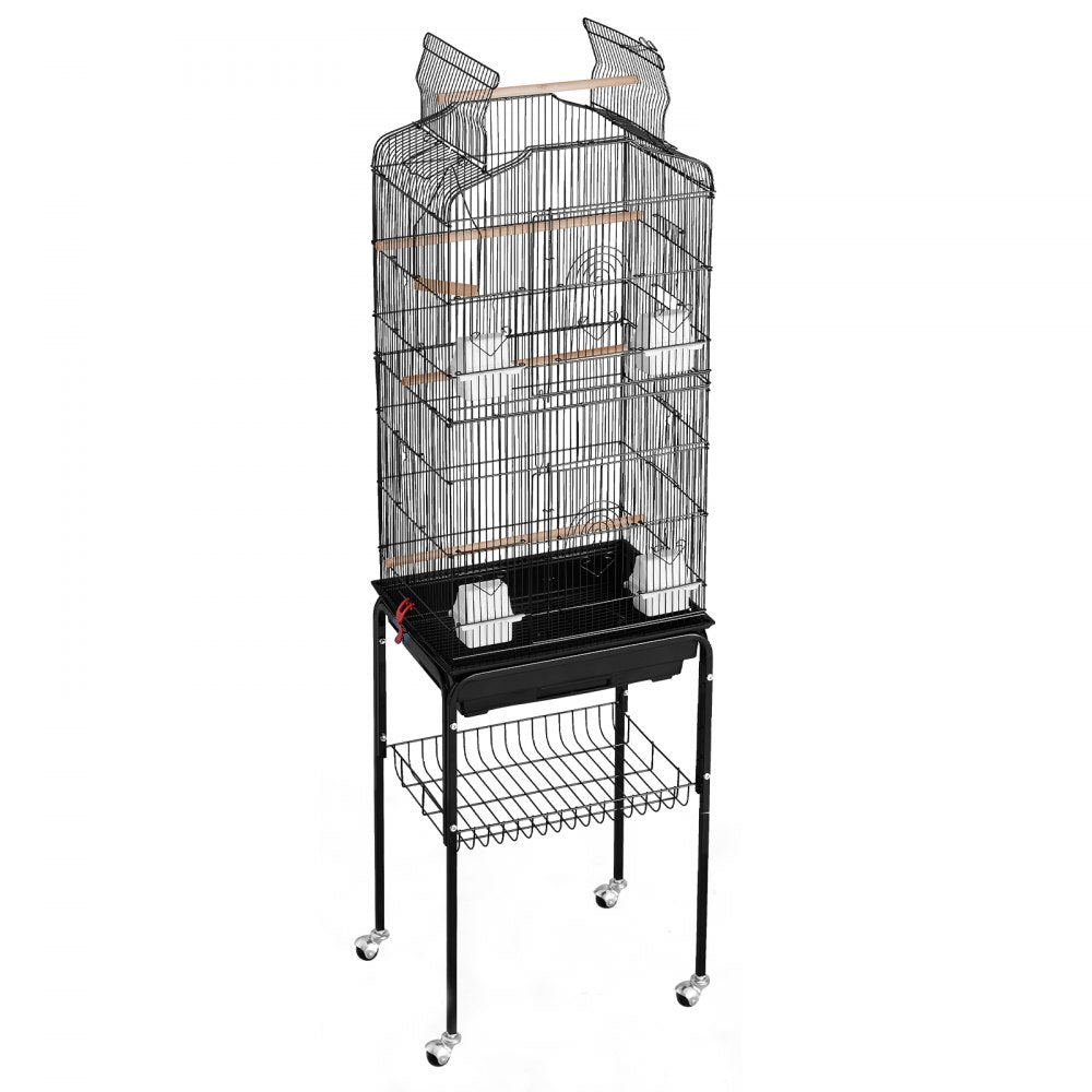 VEVOR 64-inch Open Top Large Parrot Bird Cage with Detachable Rolling Stand for Parakeets Finches Canaries Lovebirds Cockatiels Budgies Small Quaker Conures Flight Birdcage with Swing and Perch