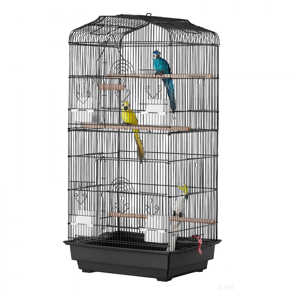VEVOR 41-inch Open Top Large Parrot Bird Cage, Hanging Bird Cage for Parakeets Finches Canaries Lovebirds Cockatiels Budgies Small Quaker Conures Travel Pet Flight Birdcage with Swing and Perch