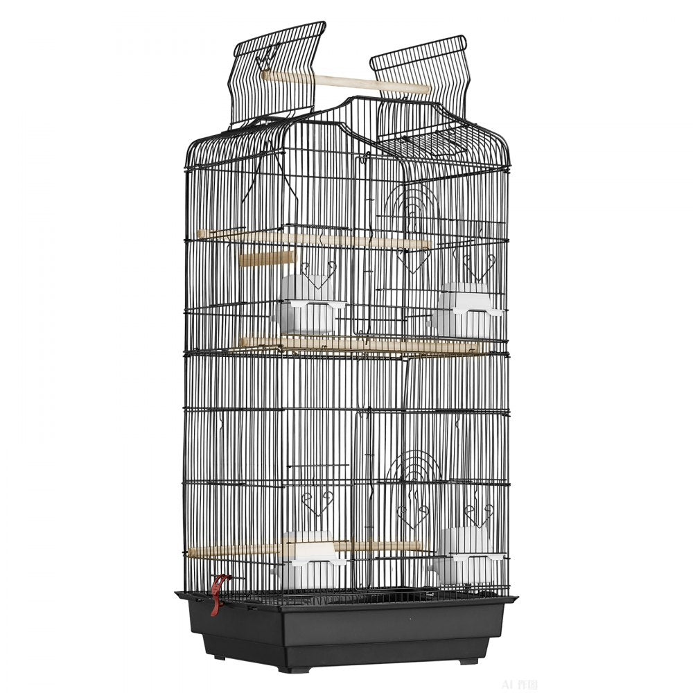 VEVOR 41-inch Open Top Large Parrot Bird Cage, Hanging Bird Cage for Parakeets Finches Canaries Lovebirds Cockatiels Budgies Small Quaker Conures Travel Pet Flight Birdcage with Swing and Perch