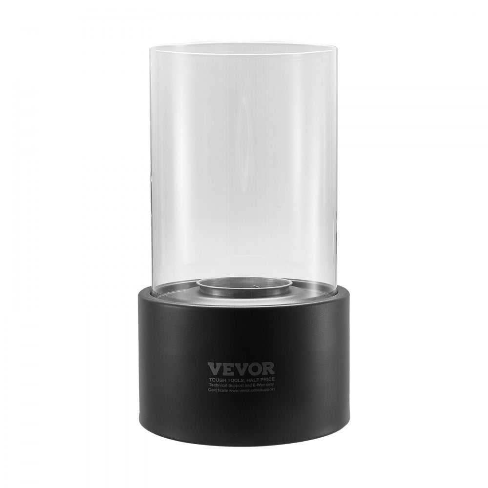 VEVOR Tabletop Fire Pit, 6 inch Metal Tabletop Fireplace Indoor Outdoor Decor, Portable Rubbing Alcohol Burner Smores Maker with Glass, for Patio Balcony with Extinguisher Cover,2.03lbs