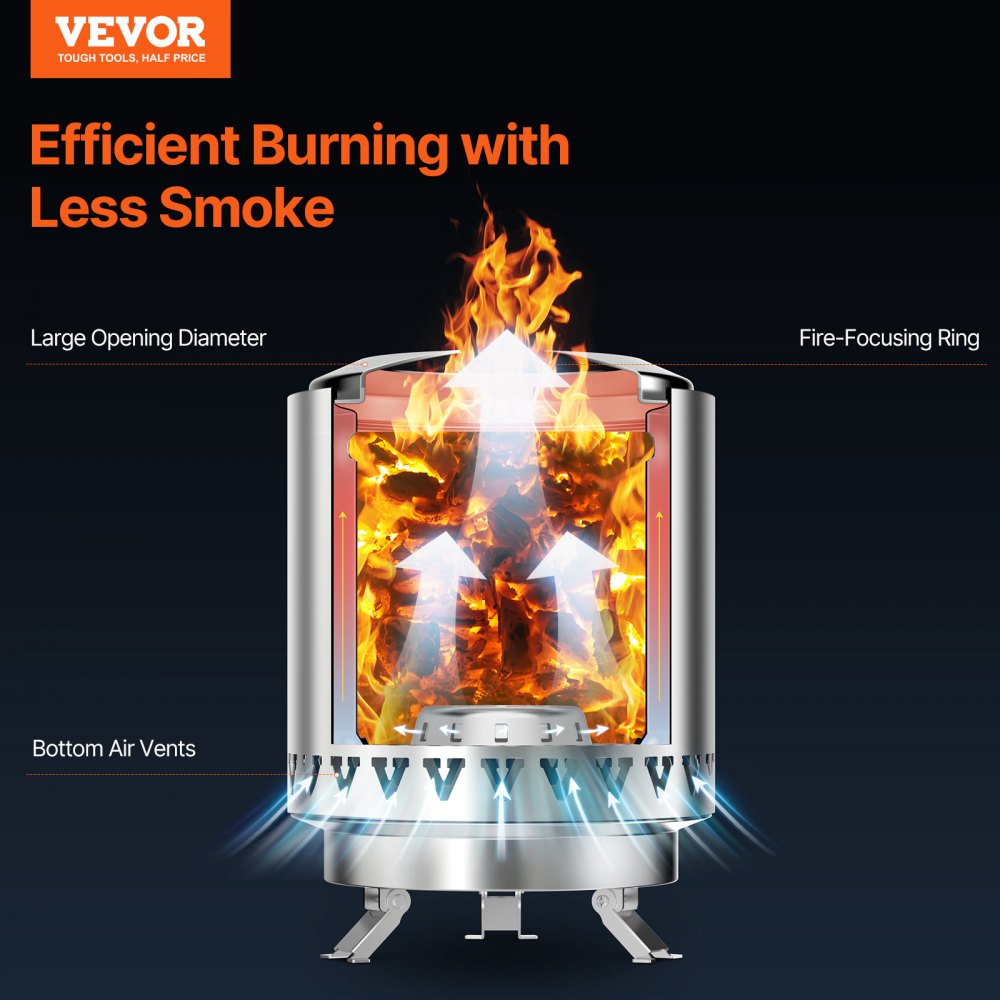 VEVOR Tabletop Fire Pit,6 inch Stainless Steel Tabletop Fireplace Indoor Outdoor,Portable Rubbing Alcohol Burner Smores Maker,Wood Burning or Pellet Fueled for Camping,Patio,Cylinder Silver 1.96 lbs