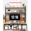 VEVOR Desktop Bookshelf 3-Tier Countertop Storage Hutch with Grid Black, for Computer Desk, Metal Frame and Wooden Shelf, with Non-Slip Feet Pads, Desk Hutch Storage Organizer for Dorm, Home, Office
