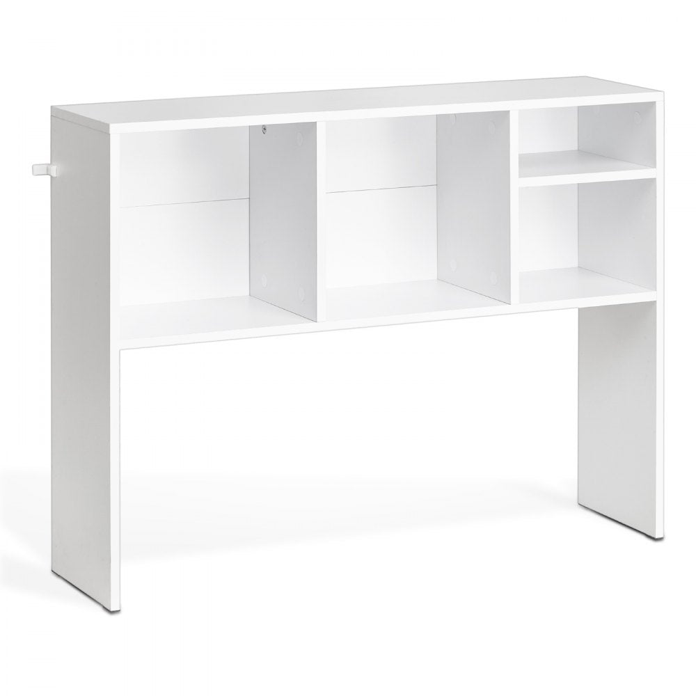 VEVOR Desktop Bookshelf, 1-Tier Desktop Storage Organizer, 37" x 9.4" x 28.7" Office Storage Rack Wood Display Shelf, Desktop Bookshelf Hutch with Anti-Slip Feet Pads, for Office, Home & Dorm, White