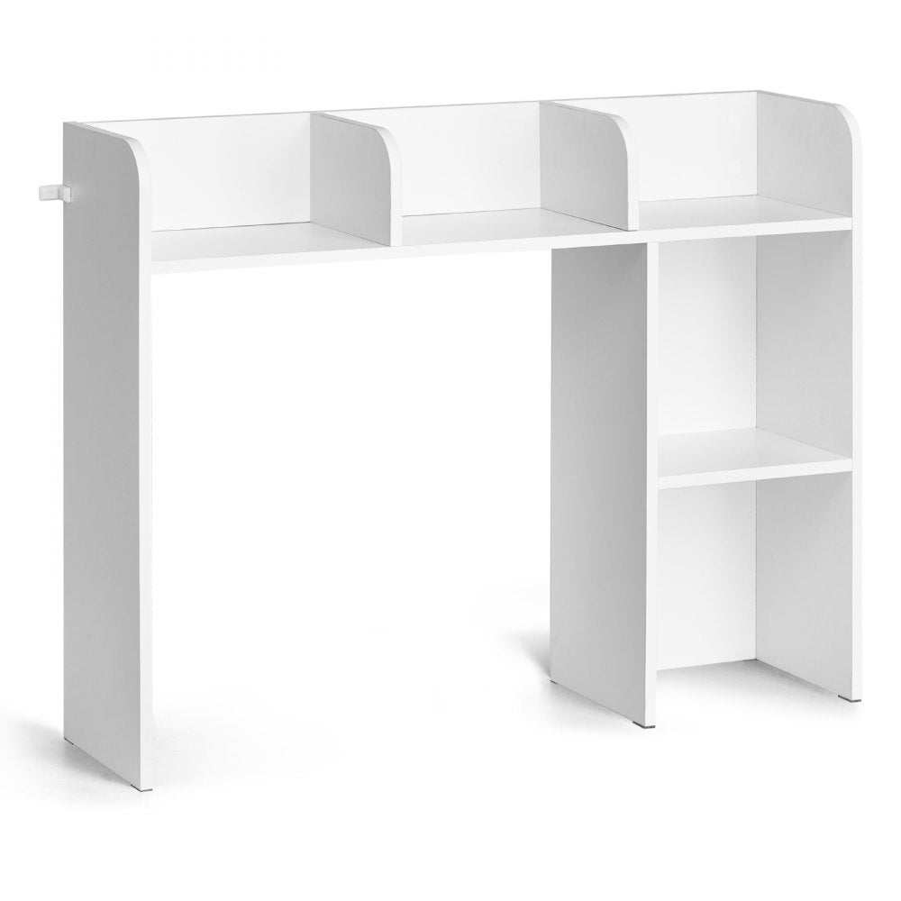 VEVOR Desktop Bookshelf, 2-Tier Desktop Storage Organizer, 37.2" x 9.5" x 28.9" Office Storage Rack Wood Display Shelf, Desktop Bookshelf Hutch with Anti-Slip Feet Pads, for Office, Home & Dorm, White