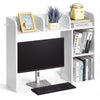 VEVOR Desktop Bookshelf, 2-Tier Desktop Storage Organizer, 37.2" x 9.5" x 28.9" Office Storage Rack Wood Display Shelf, Desktop Bookshelf Hutch with Anti-Slip Feet Pads, for Office, Home & Dorm, White