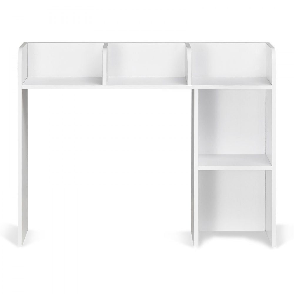 VEVOR Desktop Bookshelf, 2-Tier Desktop Storage Organizer, 37.2" x 9.5" x 28.9" Office Storage Rack Wood Display Shelf, Desktop Bookshelf Hutch with Anti-Slip Feet Pads, for Office, Home & Dorm, White