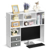 VEVOR Desktop Bookshelf, 3-Tier Desktop Storage Organizer, 37" x 10" x 31.1" Office Storage Rack Wood Display Shelf, Desktop Bookshelf Hutch with Two Fabric Drawers, for Office, Home & Dorm, White