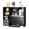 VEVOR Desktop Bookshelf, 3-Tier Desktop Storage Organizer, 37" x 10" x 31.1" Office Storage Rack Wood Display Shelf, Desktop Bookshelf Hutch with Two Fabric Drawers, for Office, Home & Dorm, Black