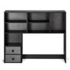 VEVOR Desktop Bookshelf, 3-Tier Desktop Storage Organizer, 37" x 10" x 31.1" Office Storage Rack Wood Display Shelf, Desktop Bookshelf Hutch with Two Fabric Drawers, for Office, Home & Dorm, Black