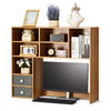 VEVOR Desktop Bookshelf, 3-Tier Wood Desktop Storage Organizer, 37" x 10" x 31.1" Office Storage Rack Wood Display Shelf, Desktop Bookshelf Hutch with Two Fabric Drawers, for Office, Home & Dorm