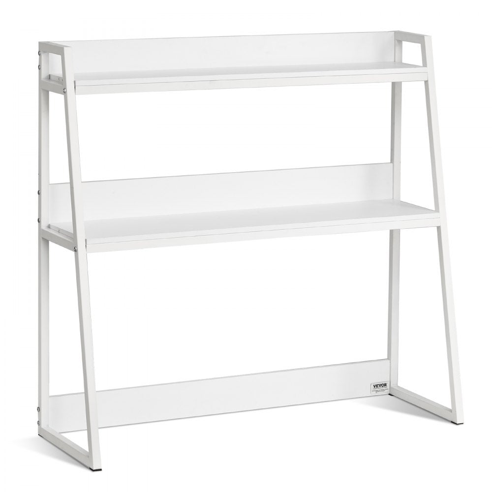 VEVOR Desktop Bookshelf, 2-Tier Desktop Storage Organizer, 37.4" x 12.6" x 35.4" Office Desk Storage Rack Display Shelf, Desktop Bookshelf Hutch with Anti-Slip Feet Pads, for Office, Home & Dorm, White
