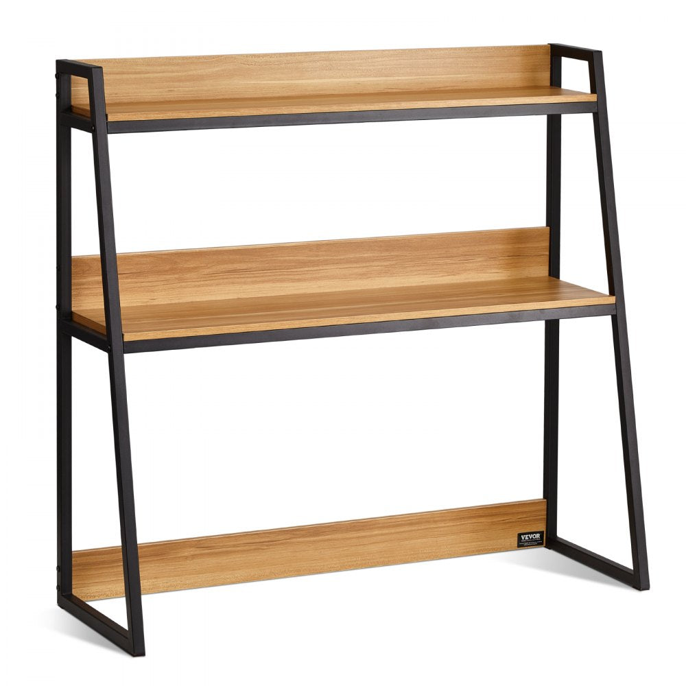 VEVOR Desktop Bookshelf, 2-Tier Desktop Storage Organizer, 37.4" x 12.6" x 35.4" Office Storage Rack Wood Color Display Shelf, Desktop Bookshelf Hutch with Anti-Slip Feet Pads, for Office, Home & Dorm