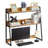 VEVOR Desktop Bookshelf, 2-Tier Desktop Storage Organizer, 37.4" x 12.6" x 35.4" Office Storage Rack Wood Color Display Shelf, Desktop Bookshelf Hutch with Anti-Slip Feet Pads, for Office, Home & Dorm