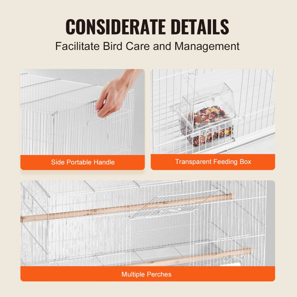 VEVOR 30-inch Flight Bird Cage, Stackable Bird Cage for Small Parrots Canaries Cockatiels Lovebirds Finches Budgies Conures Macaws Pet Travel Birdcage with Handle and Perches