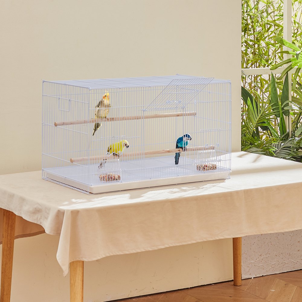 VEVOR 30-inch Flight Bird Cage, Stackable Bird Cage for Small Parrots Canaries Cockatiels Lovebirds Finches Budgies Conures Macaws Pet Travel Birdcage with Handle and Perches
