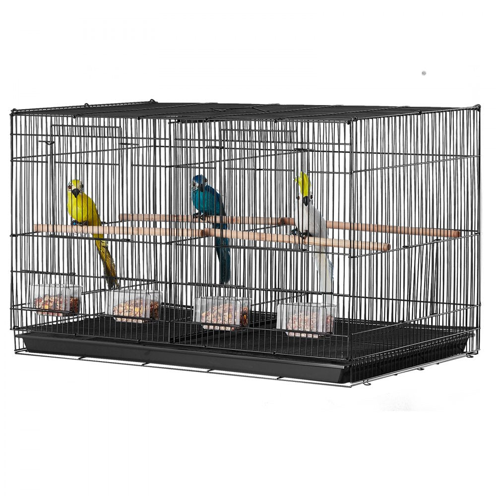 VEVOR 30-inch Flight Bird Cage, Stackable Divided Small Parakeet Cage for Parrots Canaries Cockatiels Lovebirds Finches Budgies Conures Macaws Pet Travel Birdcage with Handle and Perches
