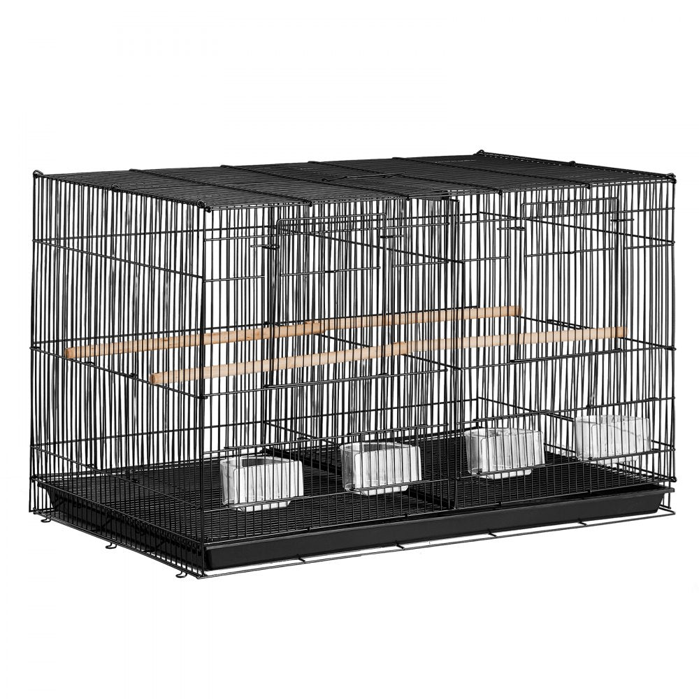 VEVOR 30-inch Flight Bird Cage, Stackable Divided Small Parakeet Cage for Parrots Canaries Cockatiels Lovebirds Finches Budgies Conures Macaws Pet Travel Birdcage with Handle and Perches