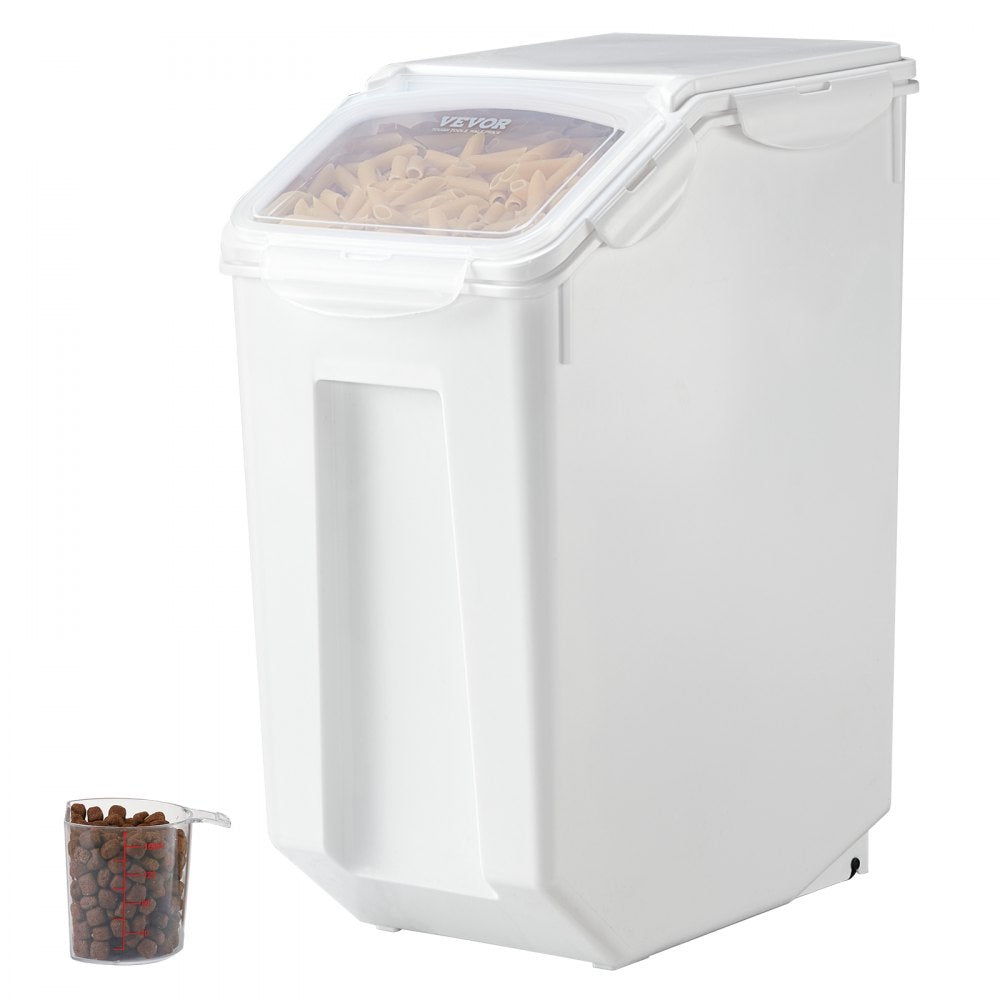 VEVOR Rice Storage Container, 4.5Gallon/20L Capacity Large Dog Food Dispenser Bin, Kitchen Ingredient Grain Cereal Flour Bin, Pet food Containers with Wheels, Measuring Cup, Airtight Lid, 1 Pack