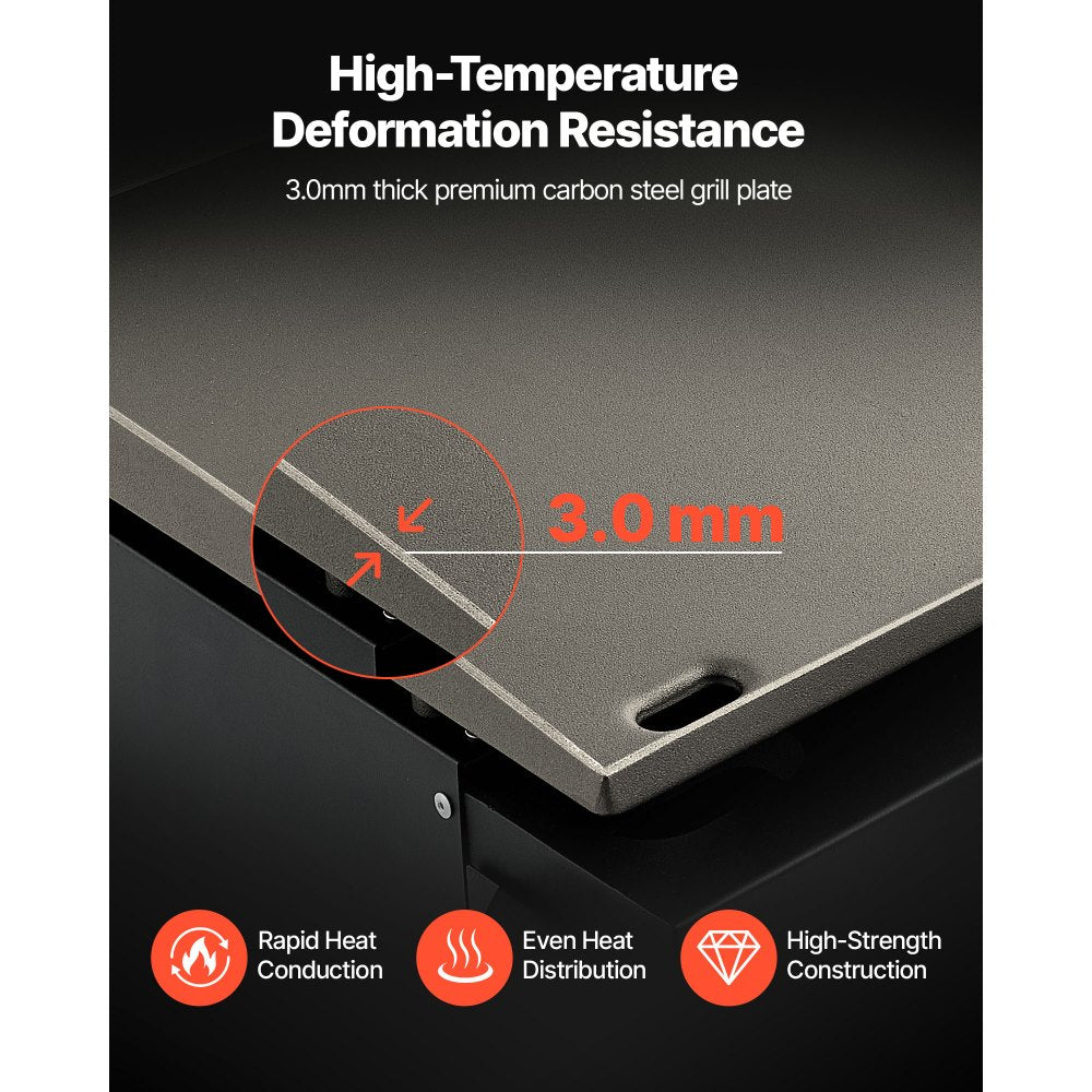 VEVOR Commercial Griddle, 22.4" Heavy Duty Manual Flat Top Griddle, Countertop Gas Grill with Non-Stick Cooking Plate, Countertop Gas Griddle, H-Shaped Burner Restaurant Portable Grill, 13,000 BTU