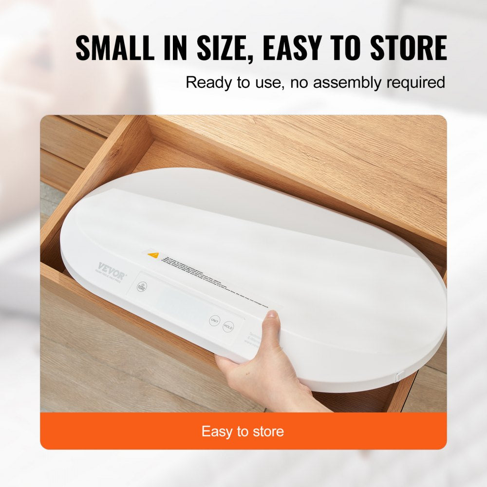 VEVOR Baby Scale, Smart Bluetooth Infant Scale with Measuring Tape, Digital Toddler Scale for Weight and Height Track - with Hold & Tare Function, 5 Units for Babies, Toddlers, Pets, 88LBS Capacity