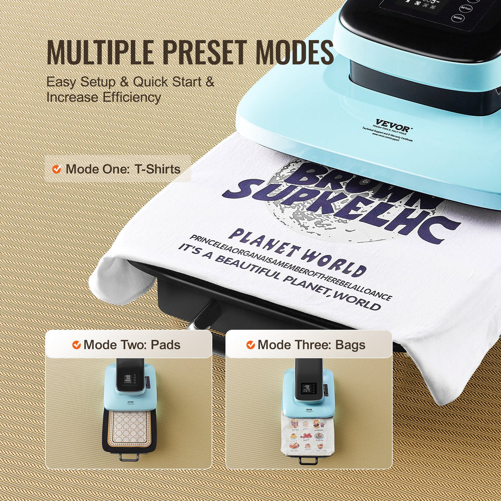 VEVOR auto heat press machine - multiple preset modes