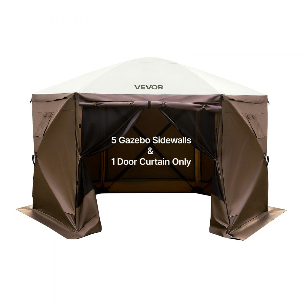 VEVOR Canopy Sidewalls, 5.67 x 4.85 ft, Canopy Tent Walls with Waterproof and Sunlight Protection, 1 Zippered Door & 2 Windows Design for Outdoor Event Tents, Vendor Booths (6 Sidewalls Only, Brown)