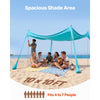 VEVOR Beach Tent Sun Shelter, UPF50+ Sun Protection, 6.6 ft Tall, 10 x 10 ft, Easy Pop Up Beach Canopy with Sandbags, Stability Poles, Sand Shovels, Portable Shade for Family Outings, Camping, Fishing