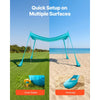 VEVOR Beach Tent Sun Shelter, UPF50+ Sun Protection, 6.6 ft Tall, 10 x 10 ft, Easy Pop Up Beach Canopy with Sandbags, Stability Poles, Sand Shovels, Portable Shade for Family Outings, Camping, Fishing
