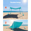 VEVOR Beach Tent Sun Shelter, UPF50+ Sun Protection, 6.6 ft Tall, 10 x 10 ft, Easy Pop Up Beach Canopy with Sandbags, Stability Poles, Sand Shovels, Portable Shade for Family Outings, Camping, Fishing