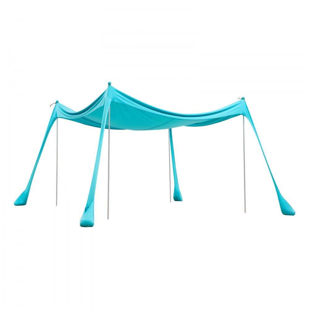 VEVOR Beach Tent Sun Shelter, UPF50+ Sun Protection, 6.6 ft Tall, 10 x 10 ft, Easy Pop Up Beach Canopy with Sandbags, Stability Poles, Sand Shovels, Portable Shade for Family Outings, Camping, Fishing