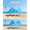 VEVOR Beach Tent Sun Shelter, UPF50+ Sun Protection, 9.2 ft Tall, 20 x 13 ft, Easy Pop Up Beach Canopy with Sandbags, Stability Poles, Sand Shovels, Portable Shade for Family Outings, Camping, Fishing