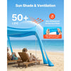 VEVOR Beach Tent Sun Shelter, UPF50+ Sun Protection, 6.6 ft Tall, 10 x 10 ft, Easy Pop Up Beach Canopy with Sandbags, Stability Poles, Sand Shovels, Portable Shade for Family, Camping, Fishing, Blue