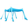 VEVOR Beach Tent Sun Shelter, UPF50+ Sun Protection, 6.6 ft Tall, 10 x 10 ft, Easy Pop Up Beach Canopy with Sandbags, Stability Poles, Sand Shovels, Portable Shade for Family, Camping, Fishing, Blue