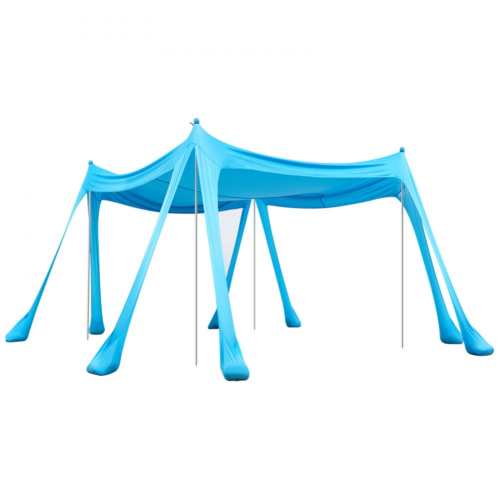 VEVOR Beach Tent Sun Shelter, UPF50+ Sun Protection, 6.6 ft Tall, 10 x 10 ft, Easy Pop Up Beach Canopy with Sandbags, Stability Poles, Sand Shovels, Portable Shade for Family, Camping, Fishing, Blue