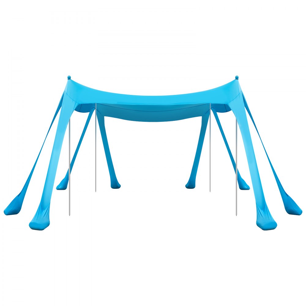 VEVOR Beach Tent Sun Shelter, UPF50+ Sun Protection, 6.6 ft Tall, 10 x 10 ft, Easy Pop Up Beach Canopy with Sandbags, Stability Poles, Sand Shovels, Portable Shade for Family, Camping, Fishing, Blue