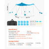 VEVOR Beach Tent Sun Shelter, UPF50+ Sun Protection, 6.6 ft Tall, 10x10 ft, Easy Pop Up Beach Canopy with 8 Sandbags, Stability Poles, Sand Shovels, Portable Shade for Family Outings, Camping, Fishing