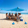 VEVOR Beach Tent Sun Shelter, UPF50+ Sun Protection, 6.6 ft Tall, 10x10 ft, Easy Pop Up Beach Canopy with 8 Sandbags, Stability Poles, Sand Shovels, Portable Shade for Family Outings, Camping, Fishing
