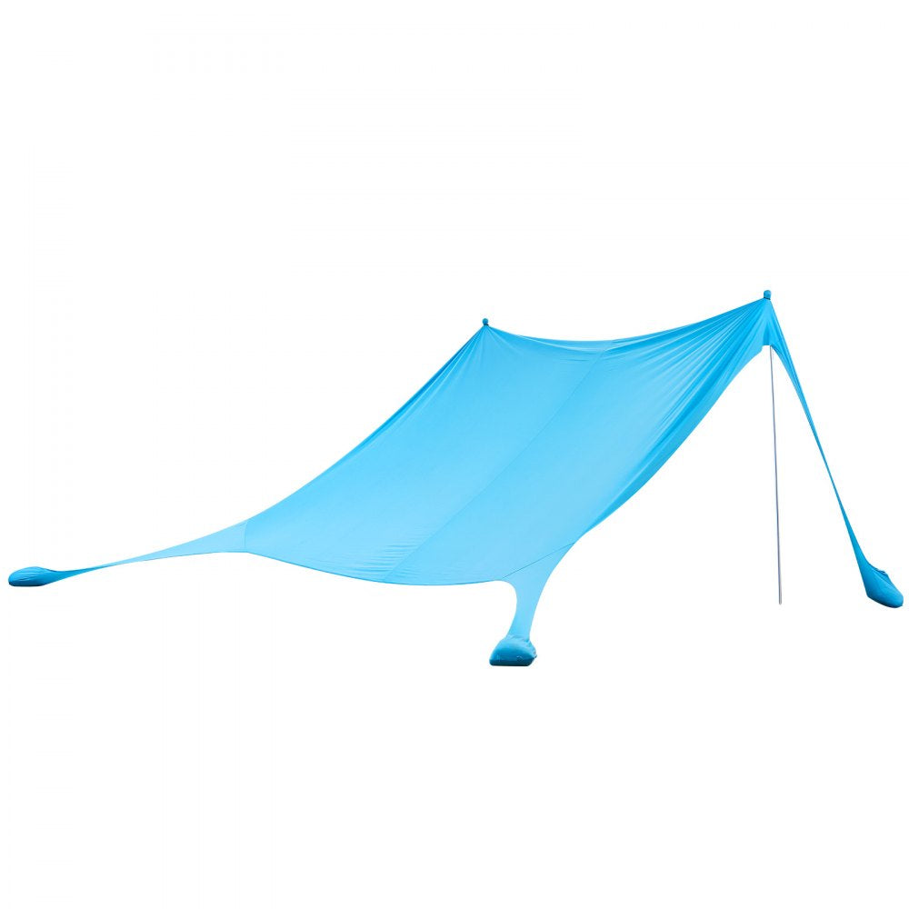 VEVOR Beach Tent Sun Shelter, UPF50+ Sun Protection, 6.6 ft Tall, 11 x 11 ft, Easy Pop Up Beach Canopy with Sandbags, Stability Poles, Sand Shovels, Portable Shade for Family Outings, Camping, Fishing