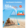 VEVOR Beach Tent Sun Shelter, UPF50+ Sun Protection, 6.6 ft Tall, 7.5x7.5 ft, Easy Pop Up Beach Canopy with Sandbags, Stability Poles, Sand Shovels, Portable Shade for Family Outings, Camping, Fishing