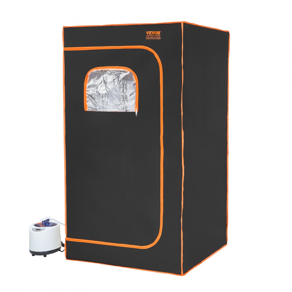 VEVOR Portable Steam Sauna Tent Full Size, 1200W With Visible Window, Personal Sauna Blanket Kit for Home Spa, Detoxify & Soothing Heated Body Therapy,Time&Temperature Remote Control with Chair,Black