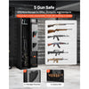VEVOR Gun Safe, Heavy Duty Cold-Rolled Steel Fireproof Rifle Cabinet with Fingerprint, Digital Keypad & Key, Large Long Gun Cabinet with Magazine and LED, Adjustable Racks for Rifles, Pistols, Shotgun