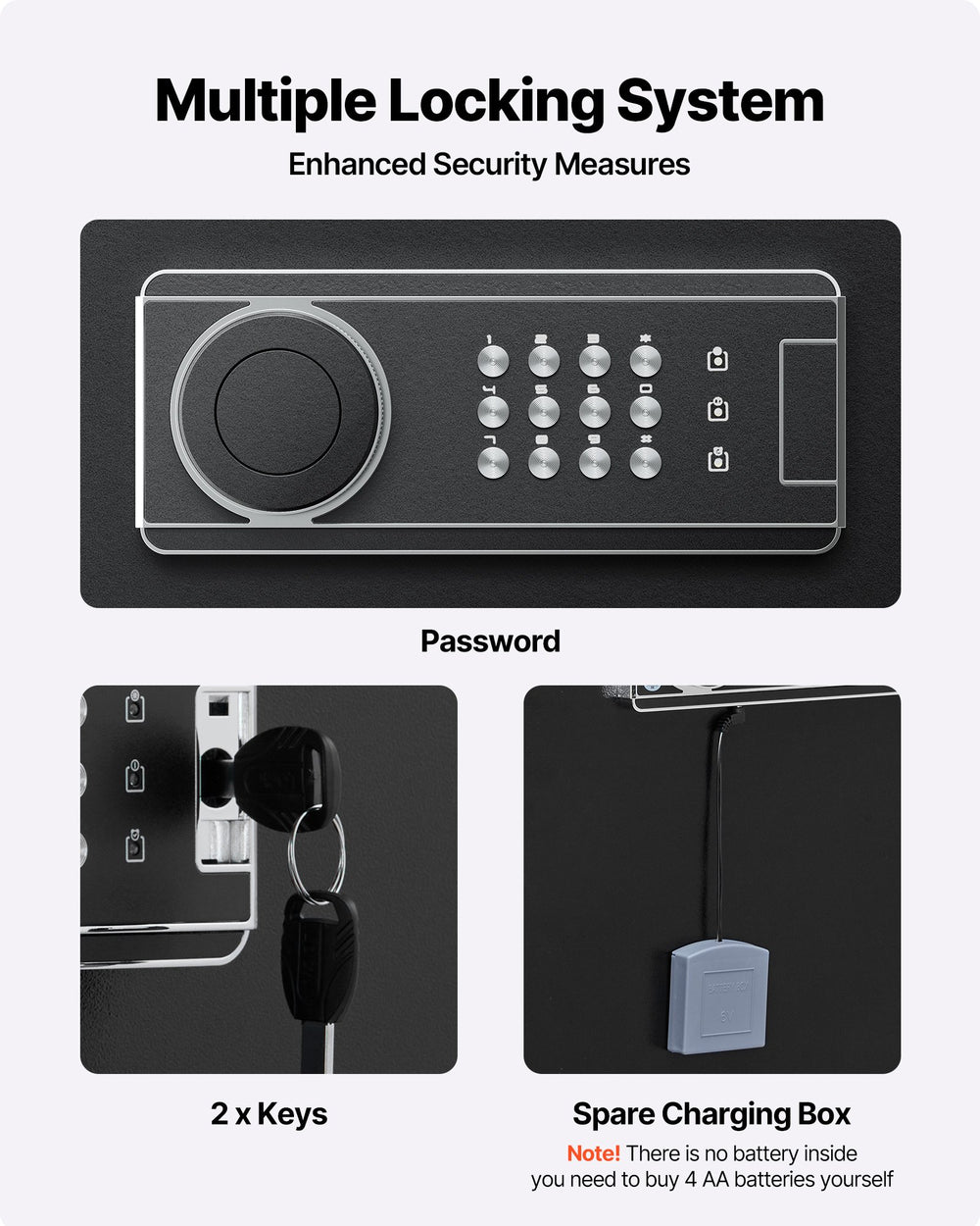 VEVOR 6-8 Gun Safe, Long Gun Cabinet for Rifles and Pistols, Quick Access Rifle Safe with 3 Ammo Slots and 2 Adjustable Racks, Large Digital Cabinet with Key and Password Lock