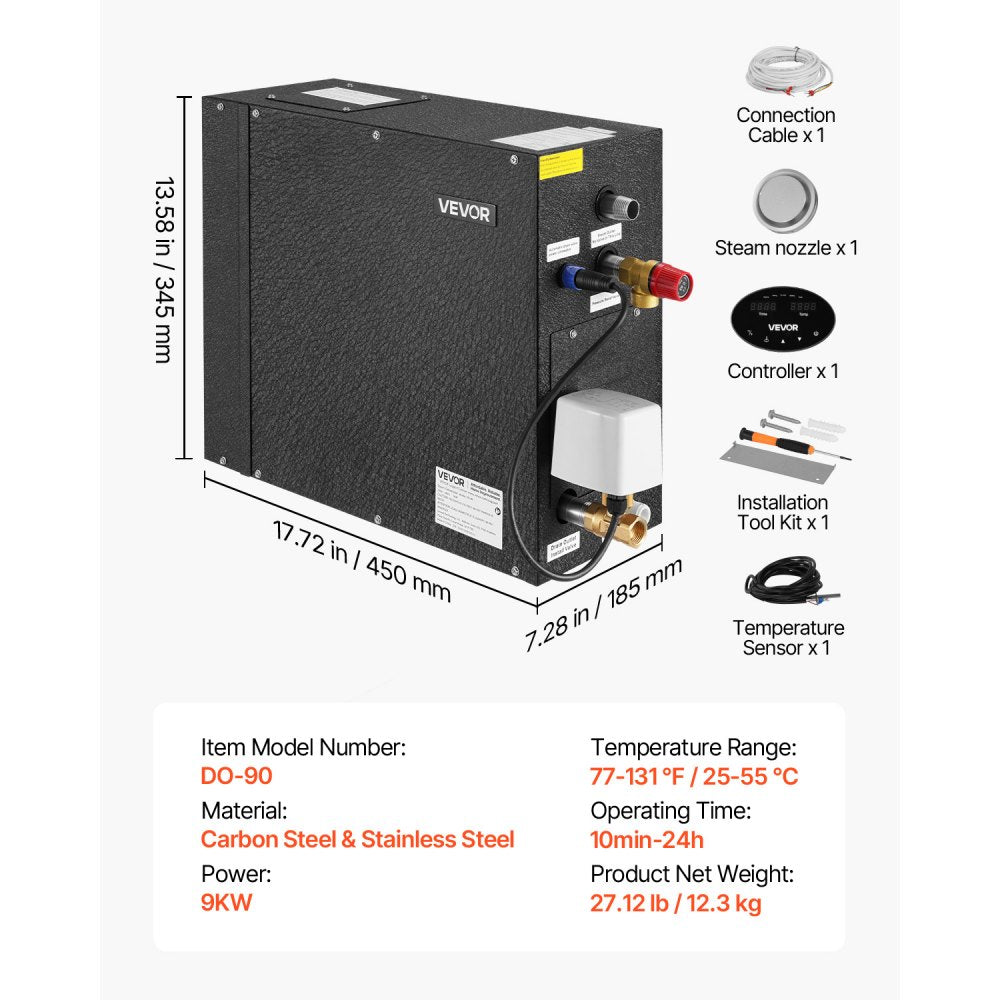 Steam generator dimensions and included components overview