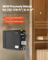 VEVOR 9kW steam generator applicable room volume 212–318 ft³ (6–9 m³)