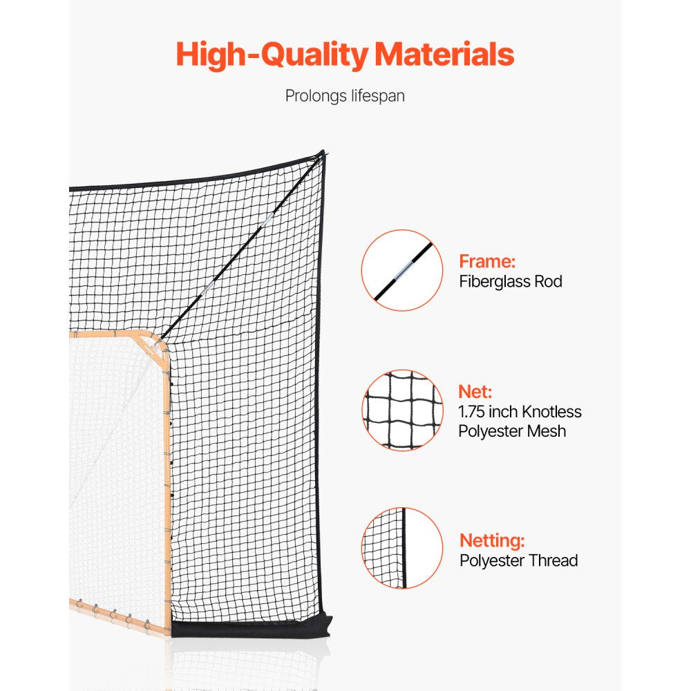VEVOR Hockey and Lacrosse Goal Backstop, 12x9 ft Lacrosse Net with Extended Coverage, Quick Easy Setup Complete Accessories Training Net, Backyard Lacrosse Equipment, for Youth Adult (NET ONLY)
