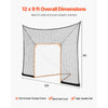VEVOR Hockey and Lacrosse Goal Backstop, 12x9 ft Lacrosse Net with Extended Coverage, Quick Easy Setup Complete Accessories Training Net, Backyard Lacrosse Equipment, for Youth Adult (NET ONLY)