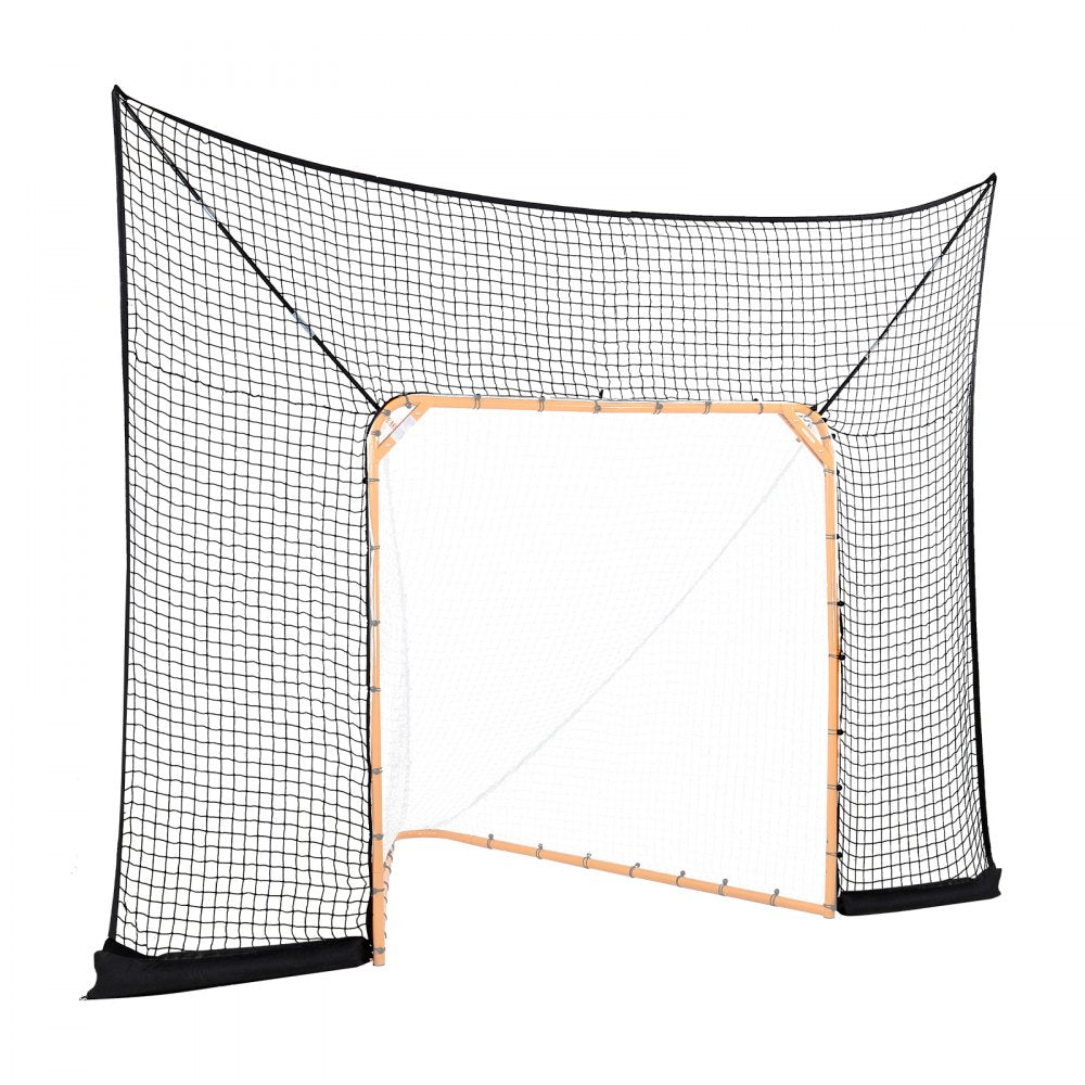 VEVOR Hockey and Lacrosse Goal Backstop, 12x9 ft Lacrosse Net with Extended Coverage, Quick Easy Setup Complete Accessories Training Net, Backyard Lacrosse Equipment, for Youth Adult (NET ONLY)