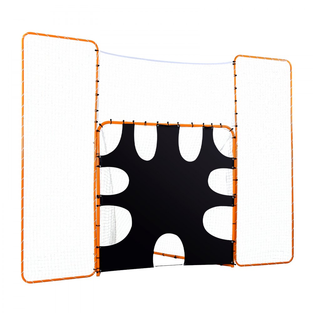VEVOR 3-IN-1 Lacrosse Goal, 12x9 ft Lacrosse Net with Backstop and Target, Quick & Easy Setup Backyard Rebounder Equipment, Steel Frame Training Nets, Suitable for Youth Adult Training, Orange
