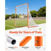 VEVOR Lacrosse Goal, 6' x 6' Lacrosse Net, Steel Frame Backyard Lacrosse Training Equipment, Portable Lacrosse Goal with Carry Bag, Quick & Easy Setup, Perfect for Youth Adult Training, Orange